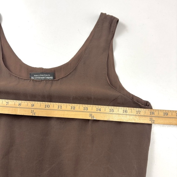 The J. Peterman Co. Vintage 100% Silk Slip Midi Dress Brown Irises Floral Print - Picture 6 of 8